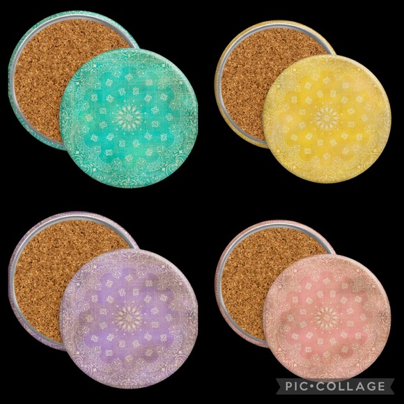 Set of 4 Vintage Bandana Print Coasters 3.5” New